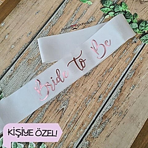 Rose Gold Varak Baskılı Kişiye Özel Beyaz Kuşak