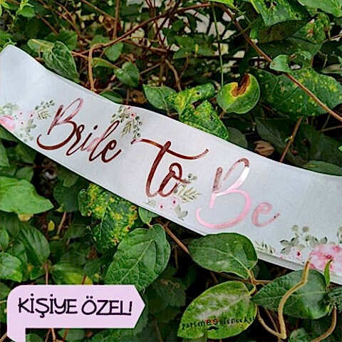 Çiçekli Rose Gold Varak Baskılı Kişiye Özel Kuşak