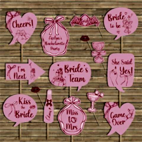 Kırmızı Pembe Fiyonk Konsept Kişiye Özel Bekarlığa Veda Konuşma Balonları Seti