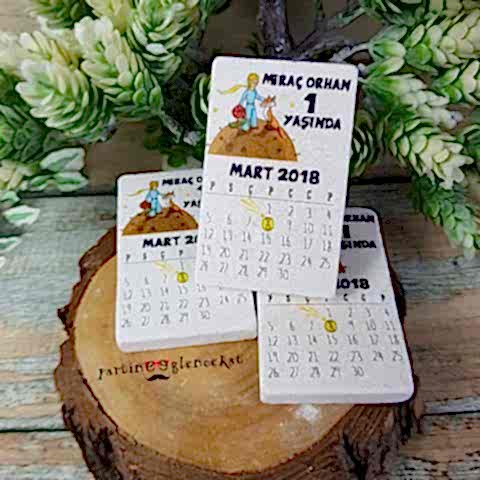 Little Prince Takvimli Konsept Baskılı Doğal Taş Magnet