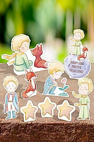 Küçük Prens Konsept Doğum Günü Ayaklı Pano Seti Masa Üstü