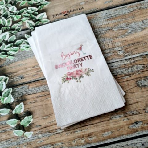 Çiçekli Rose Gold Konsept İsimli Bekarlığa Veda Peçetesi