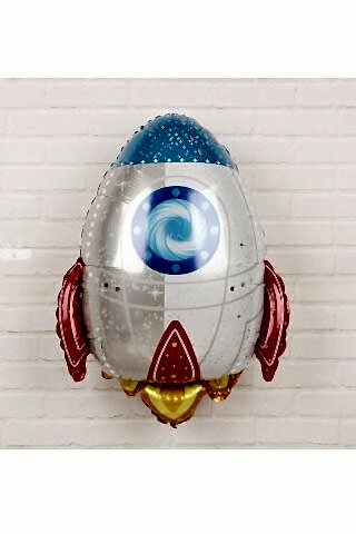Roket Şeklinde Folyo Balon Astronot Uzay Konsept Doğum Günü Balonu
