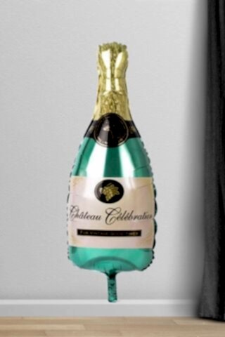 Şampanya Şişesi Şeklinde Folyo Balon Parti Balonu Yeşil