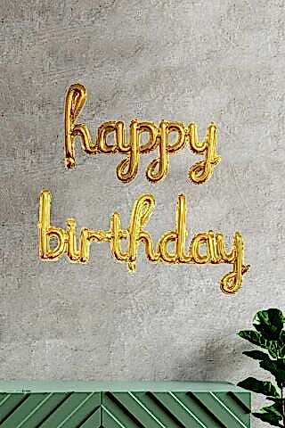 Happy Birthday El Yazısı İmza Folyo Balon Gold Renk Doğum Günü Parti Balonu