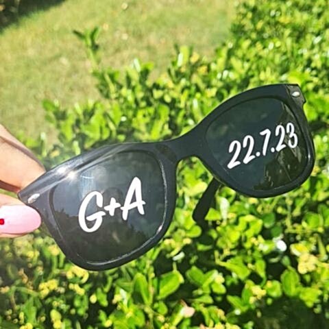 Kişiye Özel Baş Harfli Tarihli Gelin Damat Güneş Gözlükleri