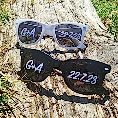 Kişiye Özel Baş Harfli Tarihli Gelin Damat Güneş Gözlükleri