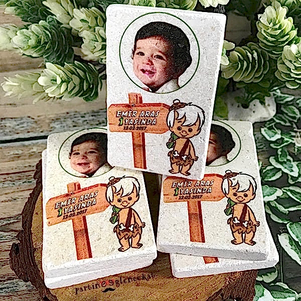 Bambam Konsept Baskılı Doğal Taş Magnet Hediyelik