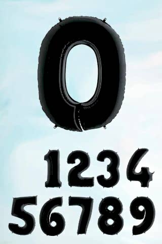 Siyah Rakam Folyo Balon Büyük Boy Siyah Sayı Balonlar 100cm 40inç