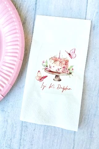 Kelebek Konsept Doğum Günü Konsept Baskılı Peçete 20li