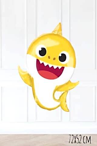Baby Shark Folyo Balon Sarı Renk Sevimli Köpek Balığı Balon