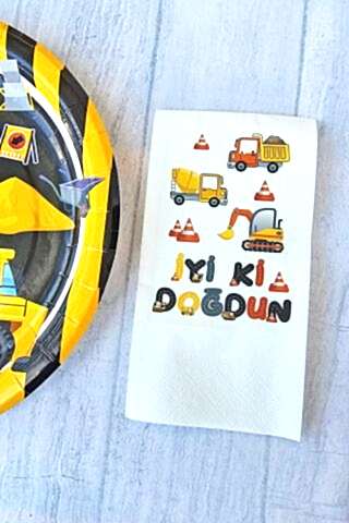 İnşaat Konsept Baskılı Doğum Günü Peçetesi 20li