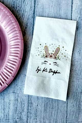 Tavşan Konsept Baskılı Doğum Günü Peçetesi 20li