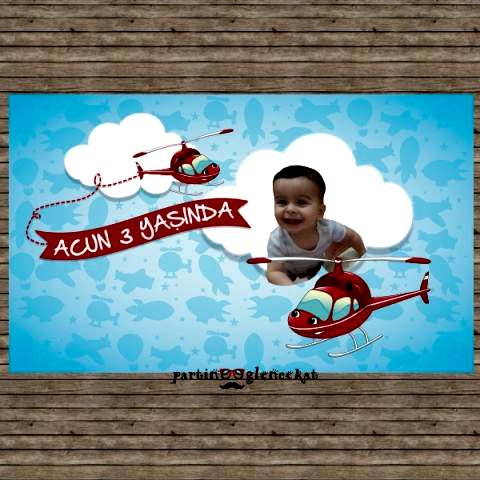 Helikopter Konsept Doğum Günü Afişi