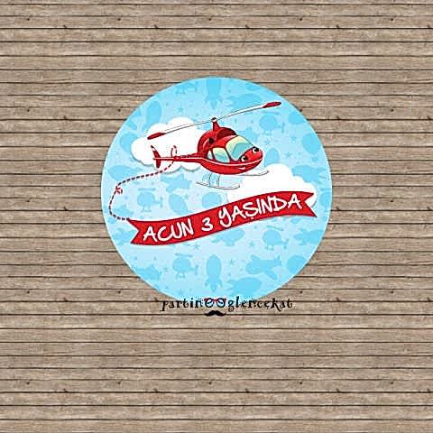 Helikopter Konsept 10 Adet 10cm Etiket