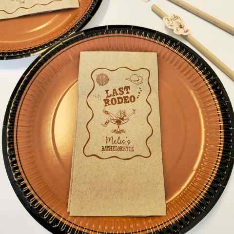 Last Rodeo Konsept İsme Özel Bekarlığa Veda Baskılı Kraft Renk Peçete