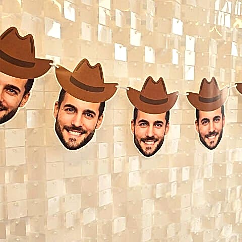 Fotoğraflı Kovboy Şapkalı Parti Banner