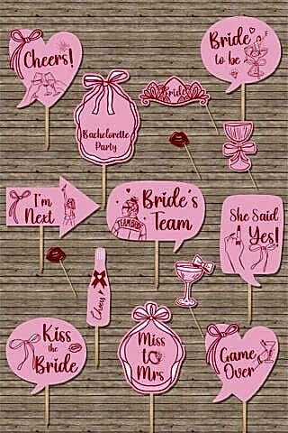 Kırmızı Fiyonklar Bekarlığa Veda Konuşma Balonları Seti Bride To Be Parti Pankartları