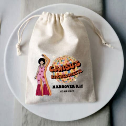 Retro Disko Bekarlığa Veda İsme Özel Hangover Kit Kesesi