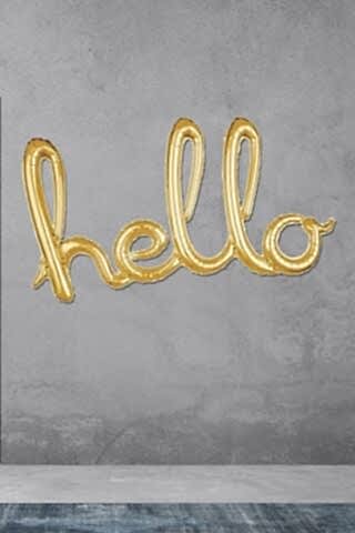 Hello Yazılı El Yazısı Şekilli Folyo Balon Gold