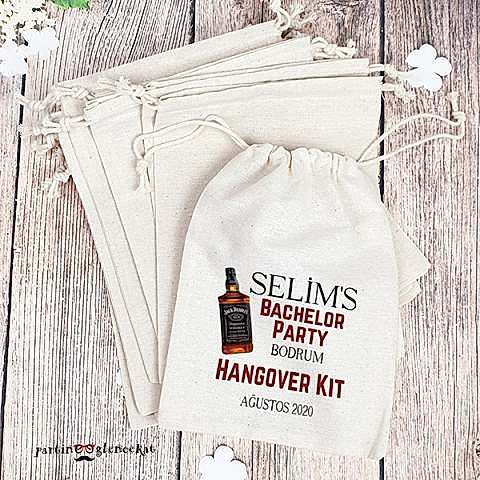 Kişiye Özel Viski Şişesi Baskılı Bachelor Party Hangover Kit