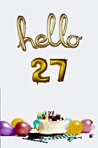 27 Yaş Doğum Günü Balonları - Hello 27 El Yazısı Gold Renk Folyo Balon