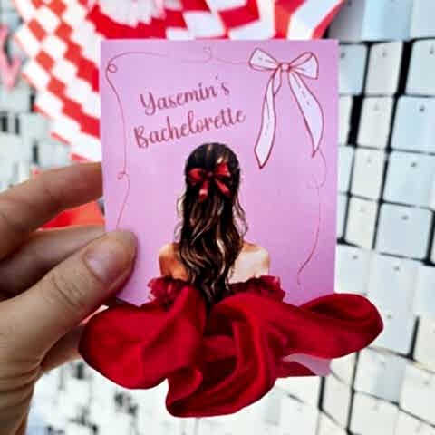 Pembe Kırmızı Fiyonk Kız Konsept Hediyelik Saten Toka