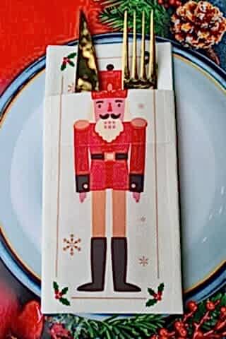 Kumaş Dokulu Peçete Büyük Kurşun Asker Baskılı Yılbaşı Peçetesi 6lı Cepli Lüks Peçete Paketi