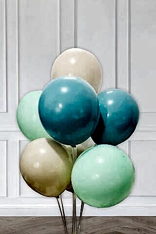 Retro Yeşil Mavi Renkler Balon Demeti 10lu