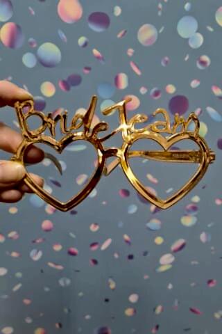 Bride Team Gözlük Kalp Şekilli Bekarlığa Veda Nedime Gözlüğü Gold
