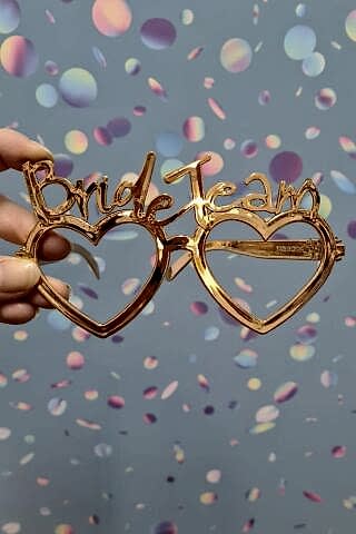 Bride Team Gözlük Kalp Şekilli Bekarlığa Veda Nedime Gözlüğü Gold
