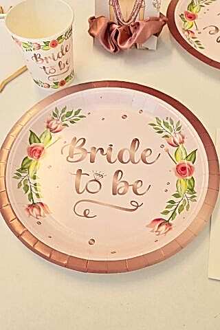 Bride To Be Karton Tabak Bardak Seti 8 li Paket Bride Parti Masa Süsleme Tabak Bardak Seti