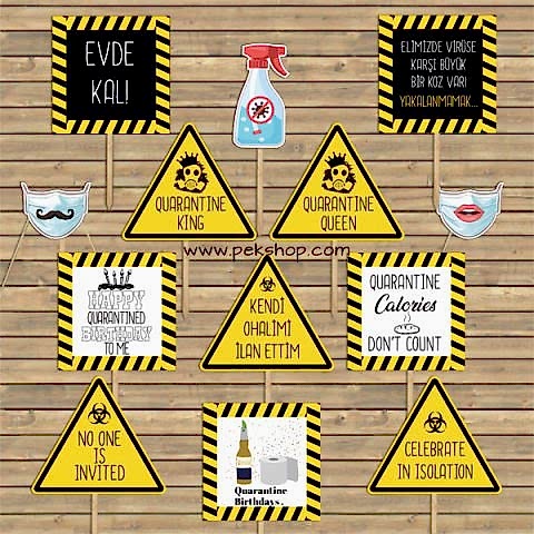 Karantina Özel Doğumgünü Konuşma Balonları Seti