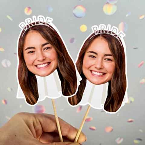 Fotoğraflı Bride Taçlı Duvaklı Bride to be Kürdan Süsü (10lu paket)