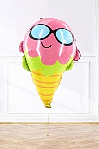 Gözlüklü Dondurma Balon , Dondurma Folyo Balon 65cm