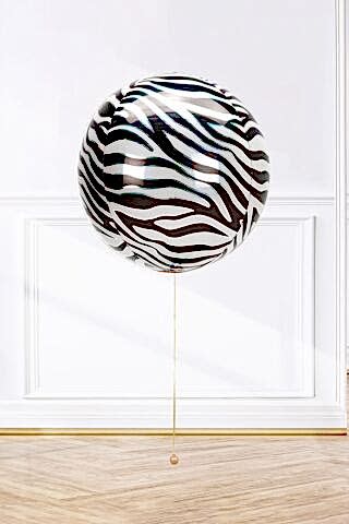 Küre Zebra Desen Folyo Balon 4D Büyük Boy 55cm