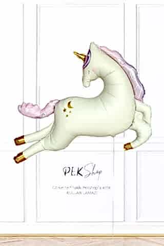 Retro Büyük Krem Unicorn Folyo Balon