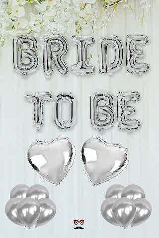 Gümüş Bride To Be Folyo Balon Seti - Bekarlığa Veda Bride Partisi Balon Süsleme Büyük GÜMÜŞ