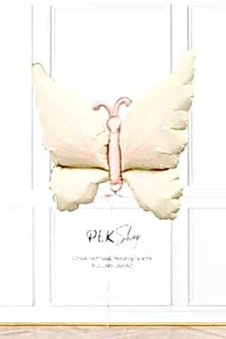 Retro Krem Kelebek Folyo Balon Büyük