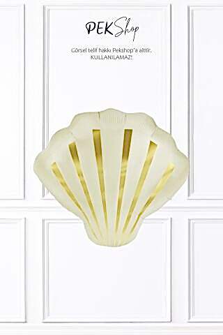 Retro Krem Midye Deniz Kabuğu Folyo Balon