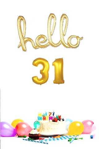 31 Yaş Doğum Günü Balonları - Hello 31 El Yazısı Gold Renk Folyo Balon