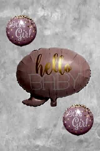Hello Baby It's a Girl Baby Shower Balon Seti Kız Bebek PEMBE