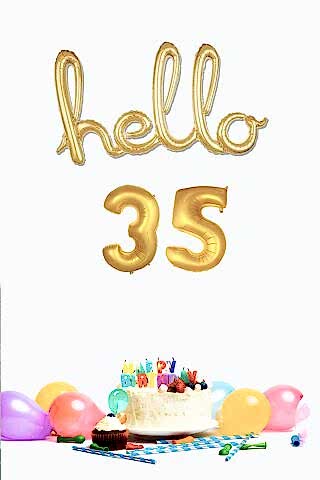 35 Yaş Doğum Günü Balonları - Hello 35 El Yazısı Gold Renk Folyo Balon