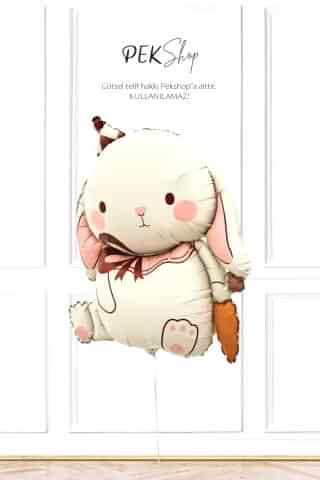 Havuçlu Krem Tavşan Folyo Balon