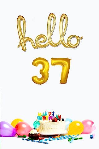 37 Yaş Doğum Günü Balonları - Hello 37 El Yazısı Gold Renk Folyo Balon