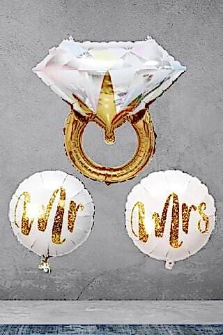 Gold Tek Taş Yüzüklü Bekarlığa Veda Bride Balonları Mr Mrs