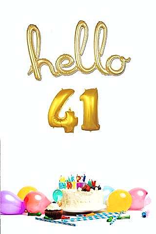 41 Yaş Doğum Günü Balonları - Hello 41 El Yazısı Gold Renk Folyo Balon