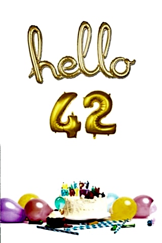 42 Yaş Doğum Günü Balonları - Hello 42 El Yazısı Gold Renk Folyo Balon