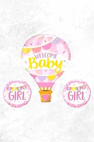 Kız Bebek Doğum Baby Shower Balonları Pembe Bebek Balon Seti Welcome Baby