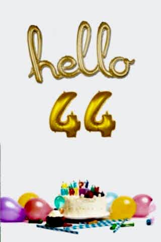 44 Yaş Doğum Günü Balonları - Hello 44 El Yazısı Gold Renk Folyo Balon